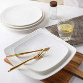 7.5 Inch Flat Square Salad Plate – Pearl White Porcelain Plate for Salads & Side Dishes