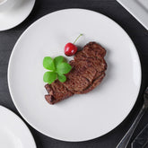 12 Inch Flat Round Dinner Plate – Pearl White Porcelain Plate for Main Courses & Food Presentations