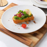 8 Inch Flat Round Salad Plate – Pearl White Porcelain Plate for Salads & Side Dishes