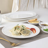 9 Inch Flat Round Salad Plate – Pearl White Porcelain Plate for Salads & Desserts