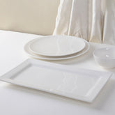 14 Inch Rectangular Serving Platter – Pearl White Porcelain Dinnerware for Parties & Home Use