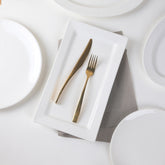 10 Inch Rectangular Salad Plate – Pearl White Porcelain Serving Plate for Salads & Desserts