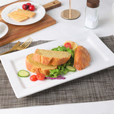 12 Inch Rectangular Salad Plate – Pearl White Porcelain Serving Plate for Salads & Desserts