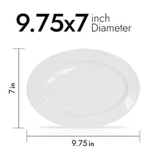 Pearl White Salad Plates – 9.75 Inch Oval, Premium Porcelain