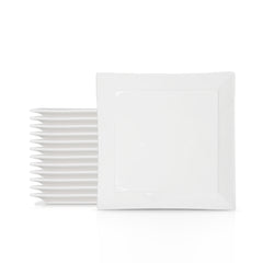 12 Inch Square Dinner Plate – Pearl White Porcelain Modern Plate for Main Courses & Large Servings