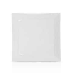 12 Inch Square Dinner Plate – Pearl White Porcelain Modern Plate for Main Courses & Large Servings