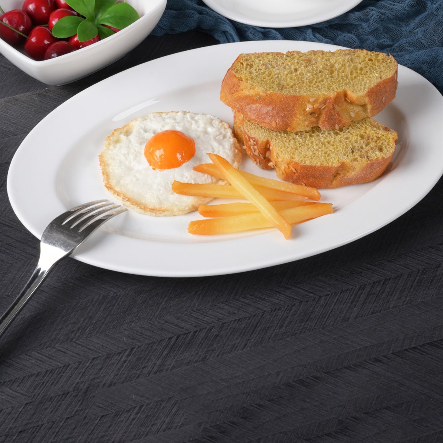 Pearl White Salad Plates – 9.75 Inch Oval, Premium Porcelain