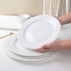 12 Inch Round Dinner Plate – Pearl White Porcelain Plate for Main Courses & Large Servings
