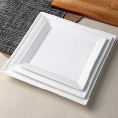 12 Inch Square Dinner Plate – Pearl White Porcelain Modern Plate for Main Courses & Large Servings